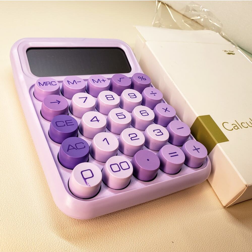 Mr. Pen- Mechanical Switch Calculator, 12 Digits, Large LCD Display, Purple